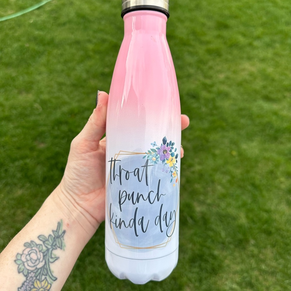 Gradient Pink and Blue Insulated Water Bottle